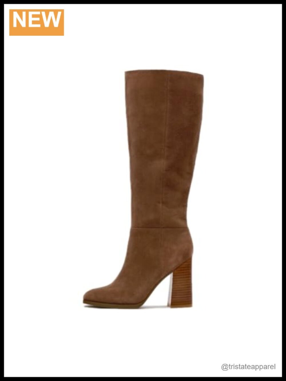 Knee High Suede Boots Women Chunky Heel Slouch Fall Wide Calf Zip